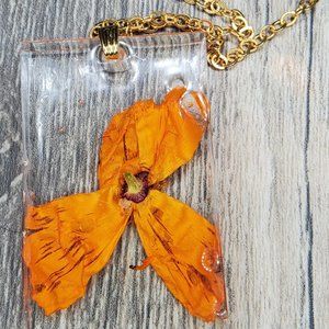 Dried Bright False Rose Necklace,Botanical Jewelry